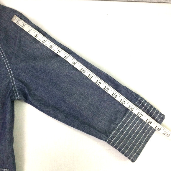 Chico’s Women’s Chambray White Stitch Notch Collar Flap Front Pocket Blazer 2 - Picture 10 of 11